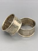 Two hallmarked silver napkin rings