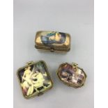 Three pill boxes with erotic decoration