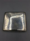 A Polish regimental World War One silver cigarette case, signed by regimental members