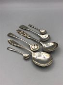 A small selection of hallmarked silver spoons.(57g)
