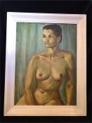 An oil on board 'Nude' by R. Strachan signed bottom right R.Strachan 58