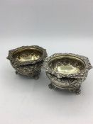A pair of salts, makers mark AK for Abstinando King, hallmarked London 1824 (250g)