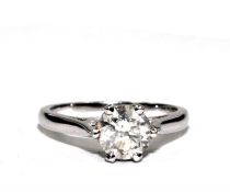 A One Carat Solitaire Diamond ring in an 18ct gold setting