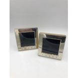 A pair of small square Carr's hallmarked (2000) silver picture frames. 10 x 10 cm.
