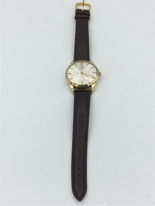 A gold cased Omega watch on leather strap - Image 2 of 3