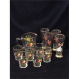 A set of fruit glasses and jug