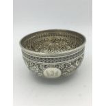 A silver, ornate bowl by Holland Son & Slater (JAJS) hallmarked London 1883