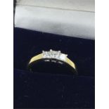 An 18 Ct yellow gold three stone diamond ring of 1/2ct
