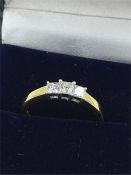 An 18 Ct yellow gold three stone diamond ring of 1/2ct