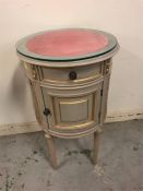 A round cupboard with rattan sides and drawer 80cm x 43cm