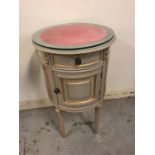 A round cupboard with rattan sides and drawer 80cm x 43cm