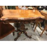 A card table on pedestal base, rosewood.