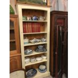A pine bookshelf