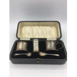 A cased cruet set by Docker & Burn Limited, hallmarked Birmingham 1924