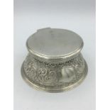 A large silver inkwell, hallmarked