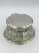 A large silver inkwell, hallmarked