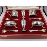 A boxed cruet set by William Walker Antiques ltd of Chancery Lane, hallmarked 1970