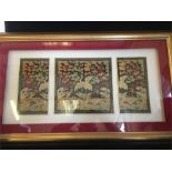 Three framed Antique Chinese silks