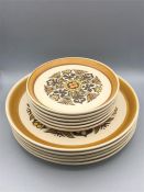 Five 'Langley' dinner and six side plates 1960's/1970's