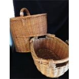 Two wicker baskets one for stairs