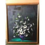 An oil on canvas of a vase with flowers by Andre Grobler (dated 75)