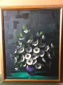 An oil on canvas of a vase with flowers by Andre Grobler (dated 75)