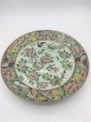 A Mid 19th Century Chinese Famile Rose plate with a butterfly theme