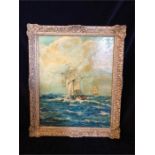 An oil on canvas Sailing Ship by John Peet