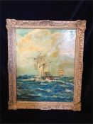 An oil on canvas Sailing Ship by John Peet