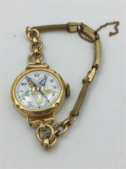 A gold masonic Ladies watch by Brel, Presented to Sister Ramage W.M. of Wellwood Chapter no.159 - Image 2 of 3