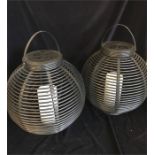 Pair of black solar lamps