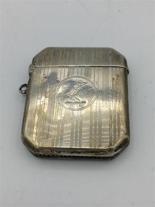 A silver Vesta case, hallmarked 1920-21