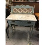 A marble topped painted washstand