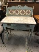 A marble topped painted washstand