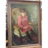 Katie with Victorian Chair by Elizabeth Scott-Moore, Royal Watercolour Society, New English Art Club