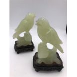 A pair of Jade Birds on stands 15cm