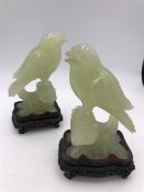 A pair of Jade Birds on stands 15cm