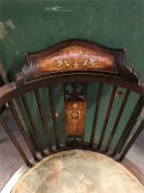 A stick back corner chair with inlay