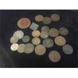 22 Very old coins, Georgian or earlier, circulated includes Russian 1758 coin, could be some