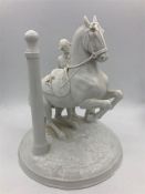 A Rearing horse and man porcelain figure with Wein porcelain makers mark