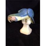 Royal Dux hand-painted figure of a Macaw parrot, marked to base, approximately 22cm high