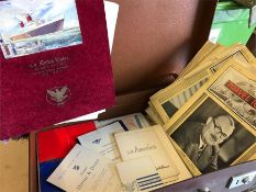A volume of memorabilia from United States Lines, cruise ships in a leather case including