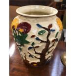 A Staffordshire vase by Tony Wood, hand painted, Indian Tree design