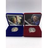 Silver proof commemorative Crowns, Queen Mother memorial and Golden Jubilee 2002