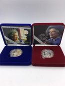 Silver proof commemorative Crowns, Queen Mother memorial and Golden Jubilee 2002