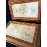 Two pine framed Winnie The Pooh drawings