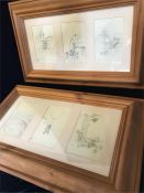 Two pine framed Winnie The Pooh drawings