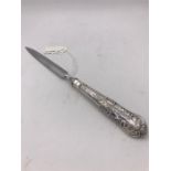 A silver handled letter opener, 1989 Sheffield.
