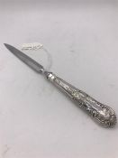 A silver handled letter opener, 1989 Sheffield.