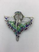 A Silver Art Nouveau style Plique A Jour brooch/pendant necklace